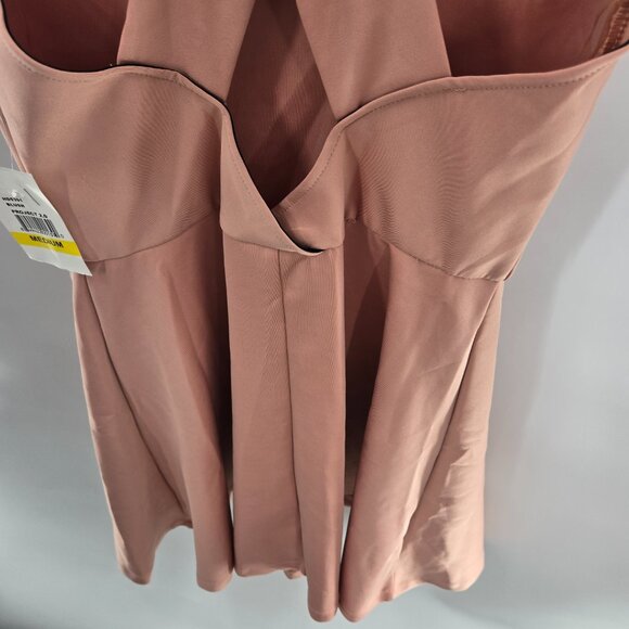 Blush Pink Black Mesh Bow Back Mini Dress Size Medium - Picture 7 of 9